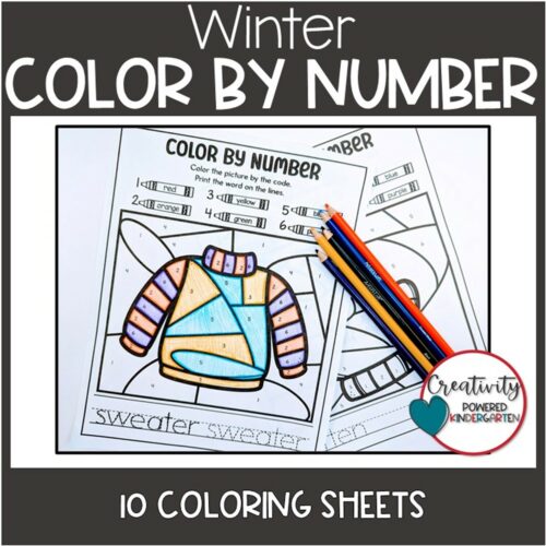 Winter Color by Number, Winter Coloring Pages, Math Activity Sheets ...