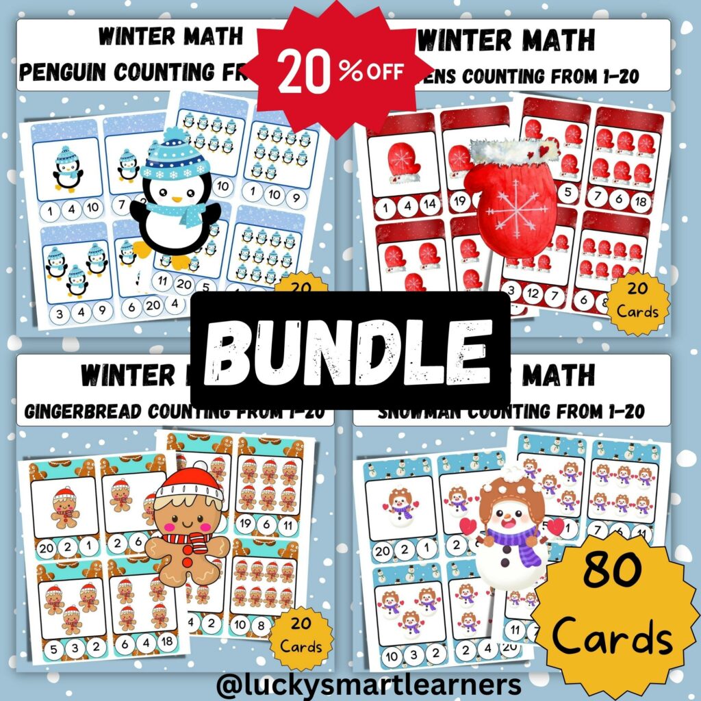Winter Flashcards Math Counting 120 BUNDLE Winter & Christmas