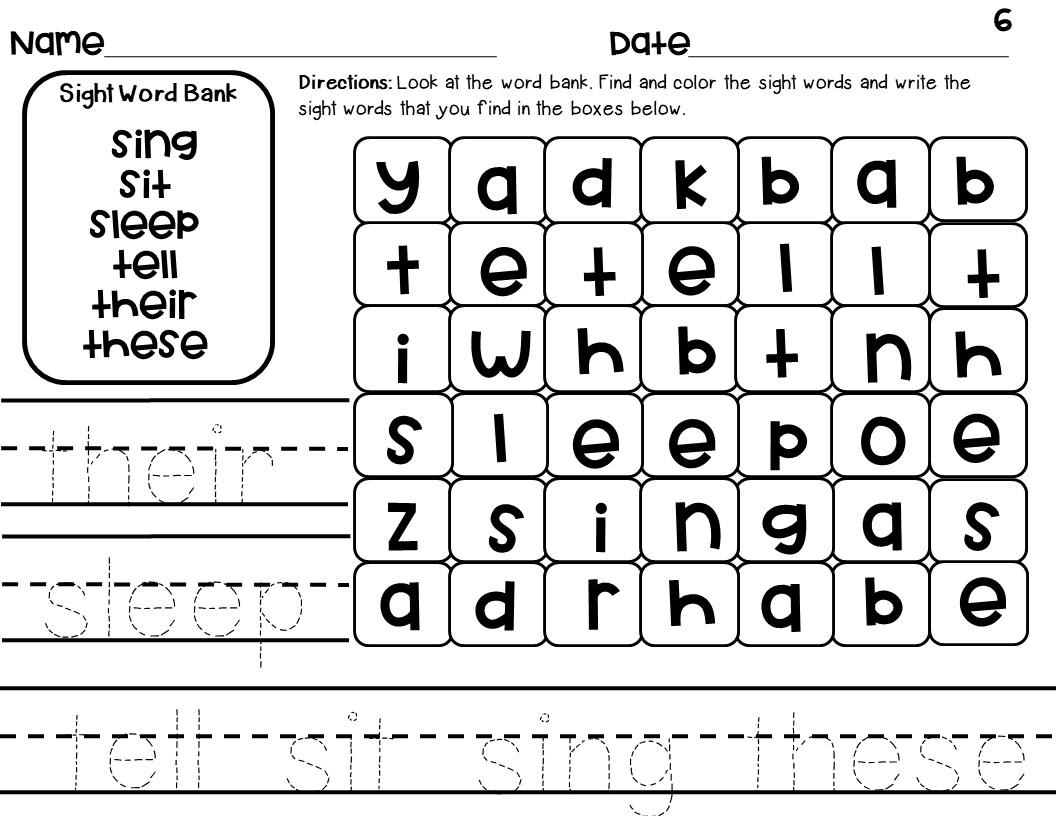 2nd Grade Sight Word Finder Puzzle Word Builder 9 Puzzles Digital