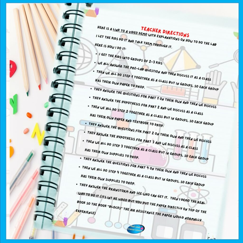 Gravity and Air Resistance Lab Made By Teachers