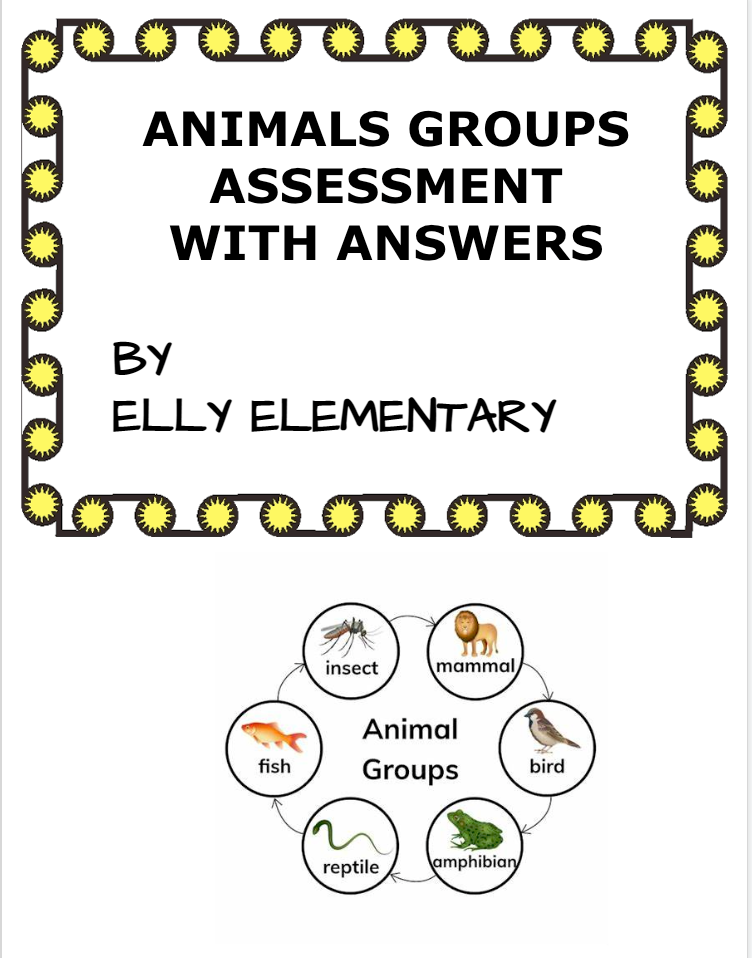 ANIMAL GROUPS ASSESSMENT WITH ANSWERS