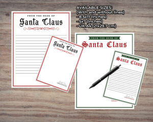 Printable Blank Letter from Santa, PDF Christmas Stationery, Red Green ...