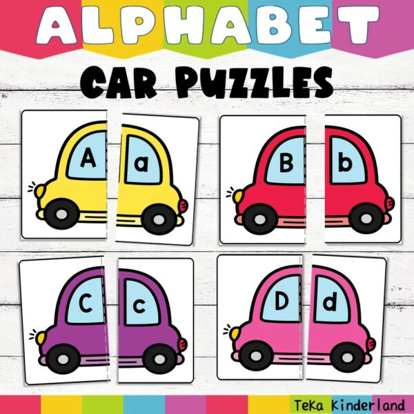 Car Letter Matching Uppercase and Lowercase Puzzle Printable Made By