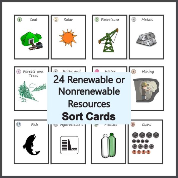 Renewable and Nonrenewable Resources Sort Cards Made By Teachers