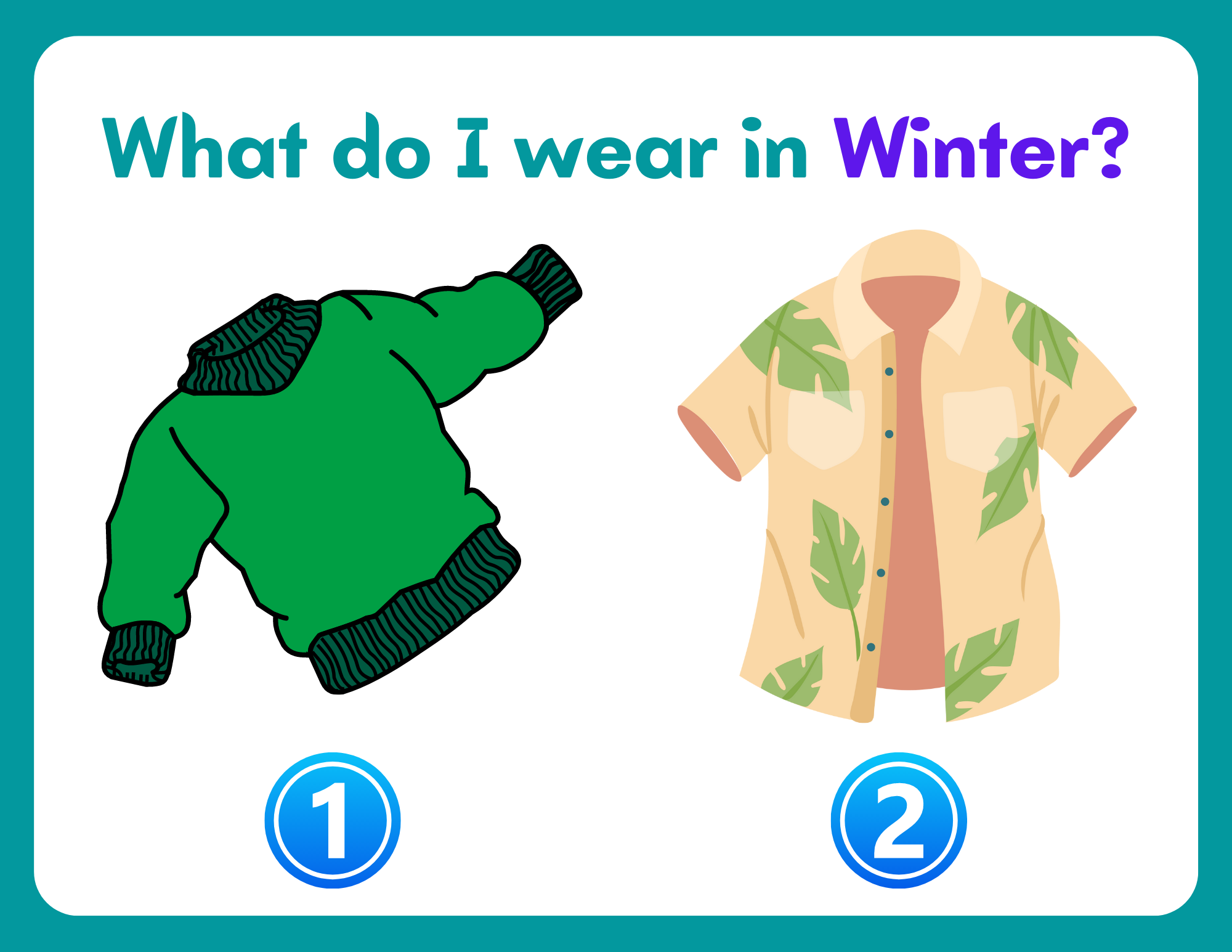 Winter Clothes Task cards for Prek & K. Printable & Digital Cards ...