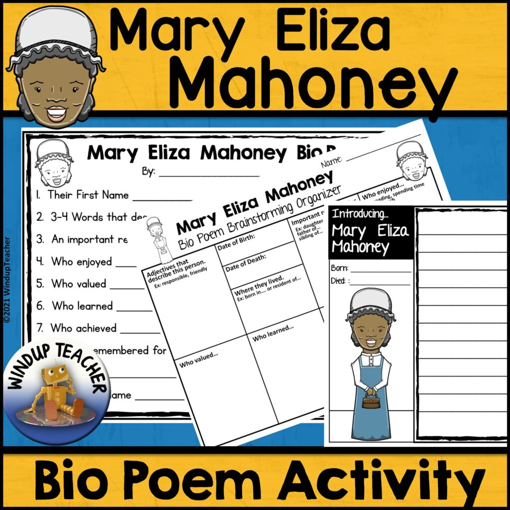 Mary Eliza Mahoney Biography Poem Activity and Writing Paper Made By