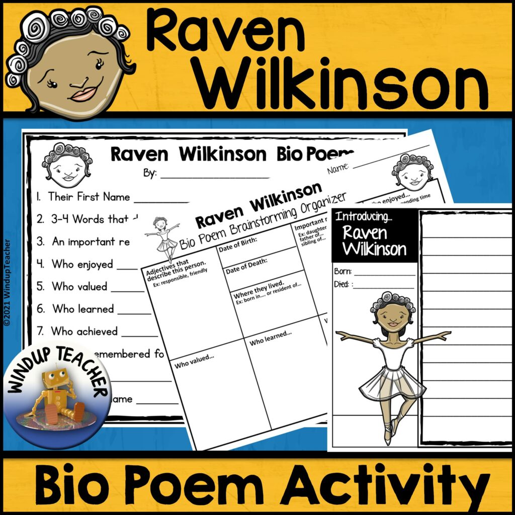 Raven Wilkinson Biography Poem Activity And Writing Paper Made By Raven wilkinson biography poem activity and writing paper made by