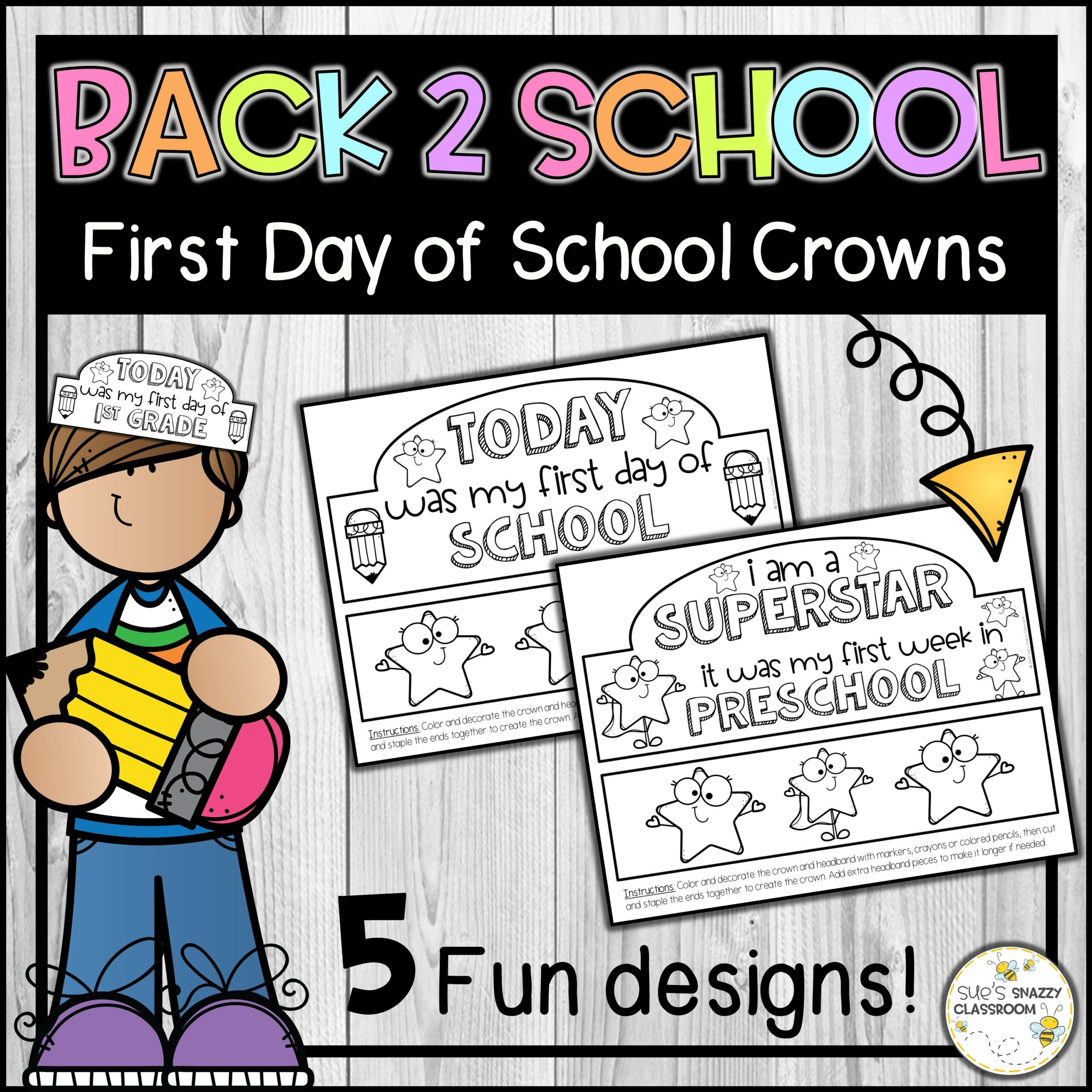 First Day Of School Crown Activity Back To School Hat Center Made