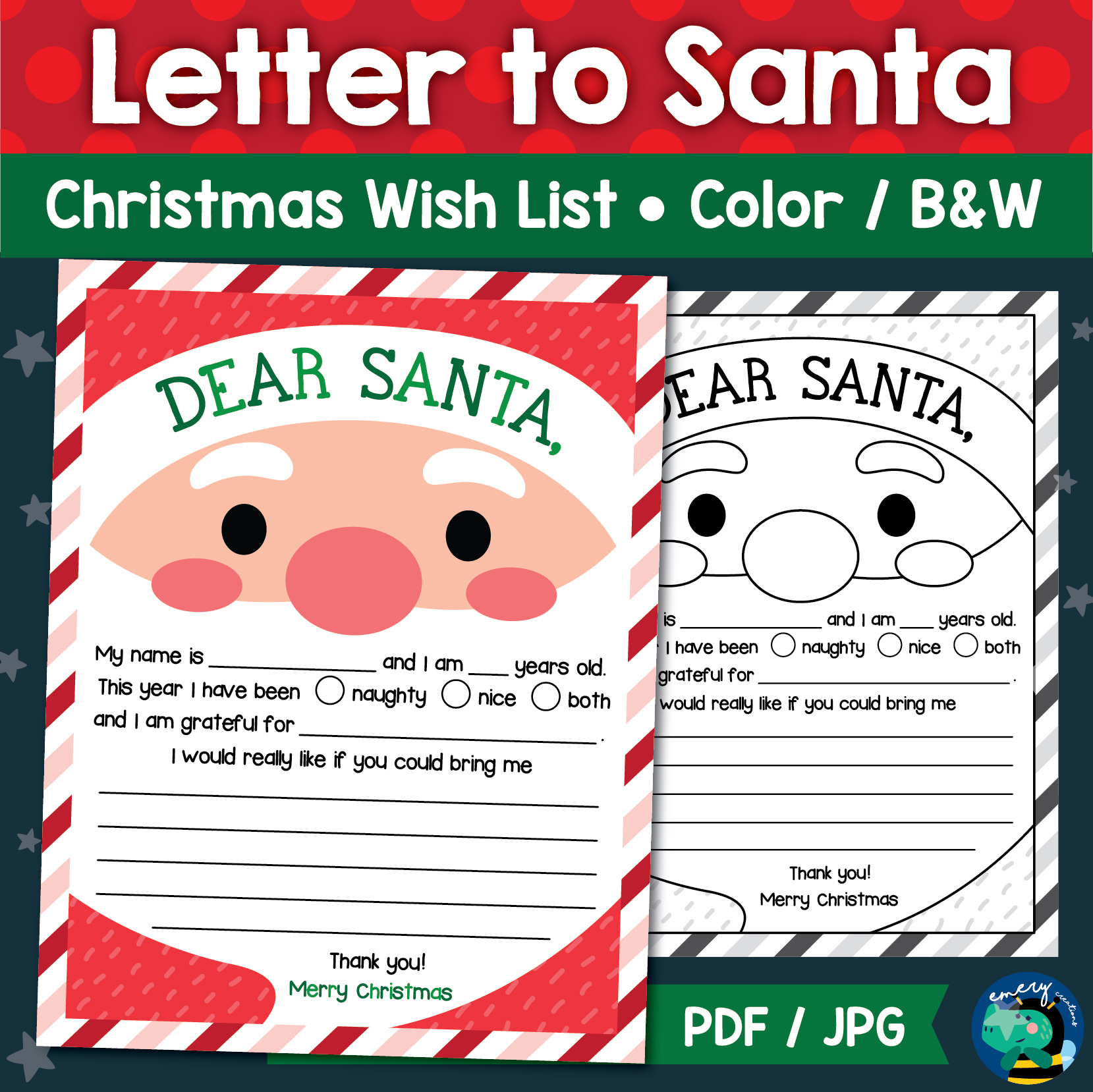 Letter To Santa Christmas Wish List Christmas Letter Printable For 