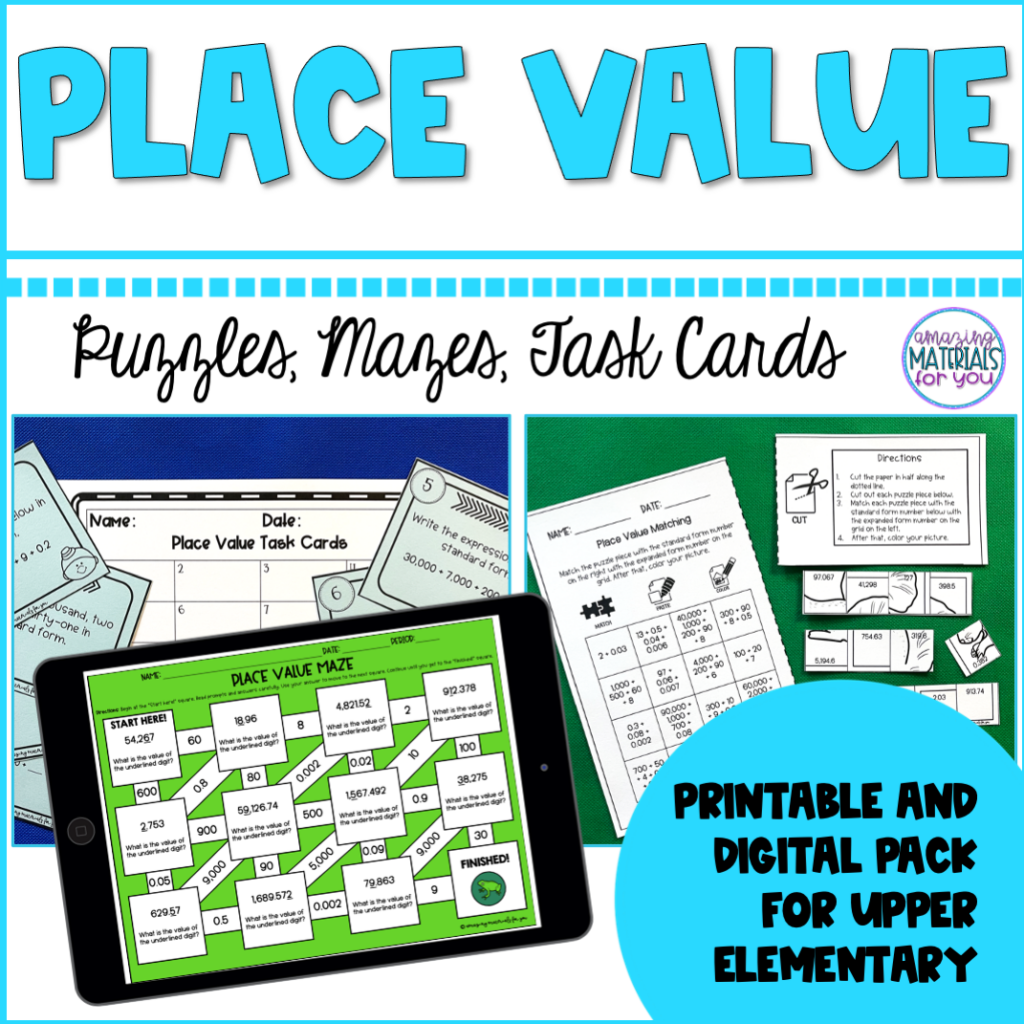 Place Value Puzzles, Mazes, and Task Cards | Made By Teachers