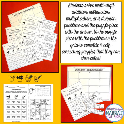 Whole Number Operations | Puzzles, Mazes, Task Cards | Made By Teachers