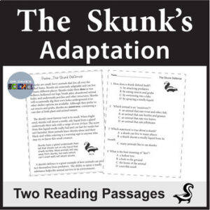 Animal Adaptations Skunk Science Reading Comprehension Passage