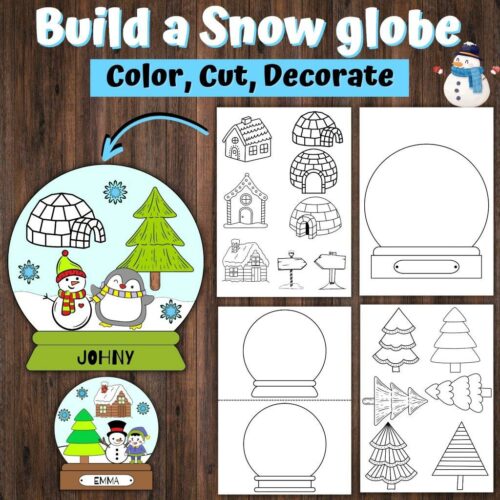 Snow Globe Template Snow Globe Craft Color Cut Paste Holidays