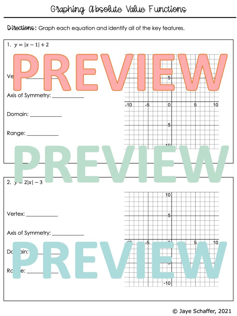 Algebra 1 Graphing Absolute Value Functions Guided Notes | Made By Teachers