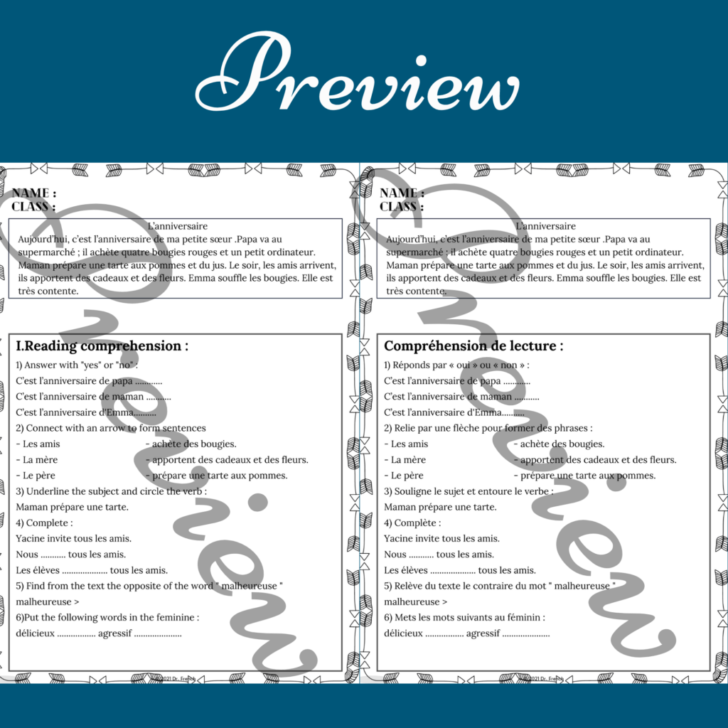 French reading comprehension for beginners - compréhension de lecture ...