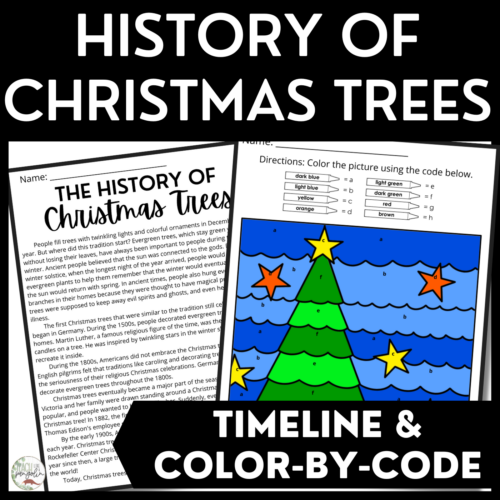 History of Christmas Trees Reading Comprehension Christmas Color by Code Made By Teachers