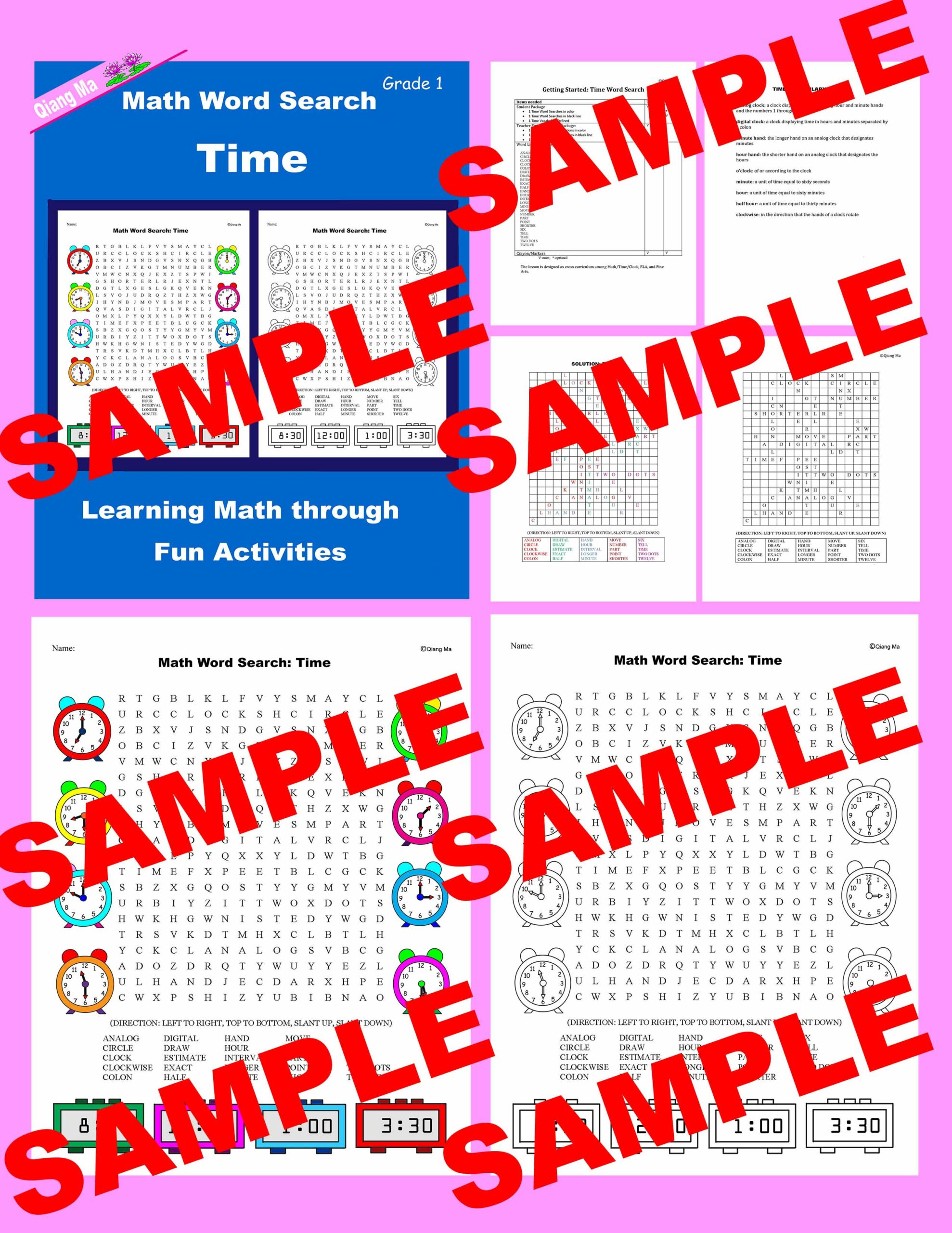 Math Word Search: Time (Gr 1) | Made By Teachers