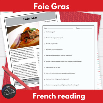 French reading comprehension activity - Foie Gras