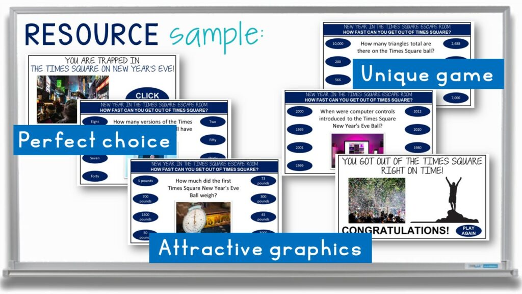 New Year 2023 Digital Escape Room PowerPoint and Google Slides