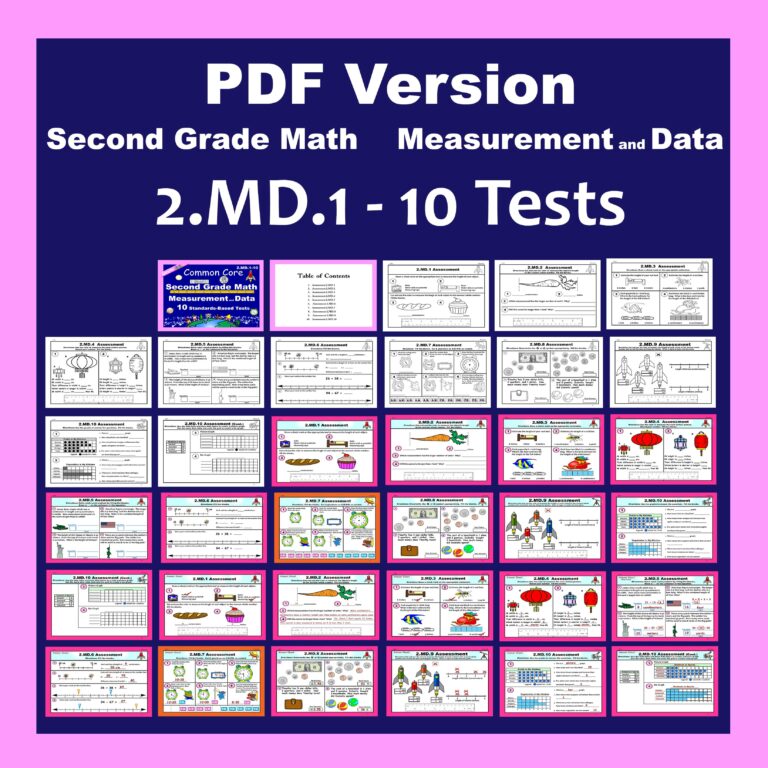 2nd Grade Math Common Core Standard Tests Bundle | Made By Teachers