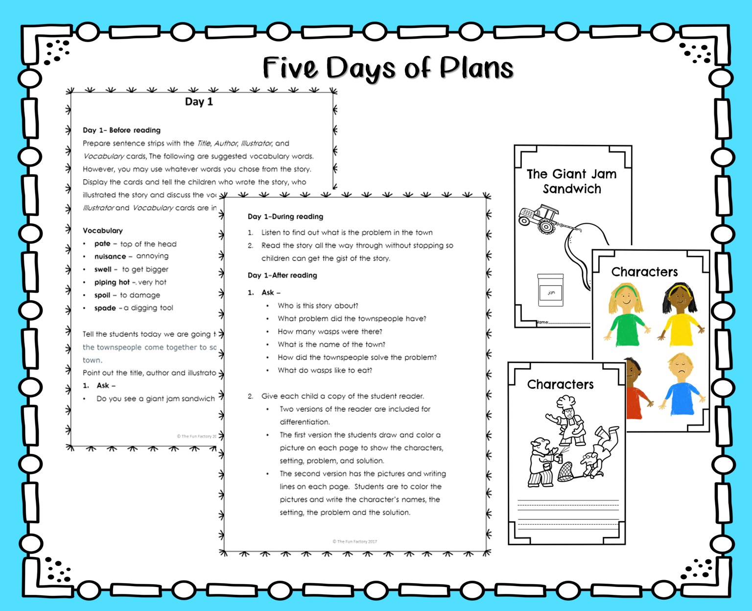 The Giant Jam Sandwich Book Study Lesson Plans Centers Worksheets