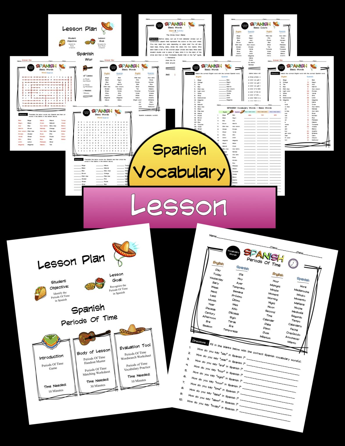 Spanish Periods Of Time Lesson Packet Made By Teachers