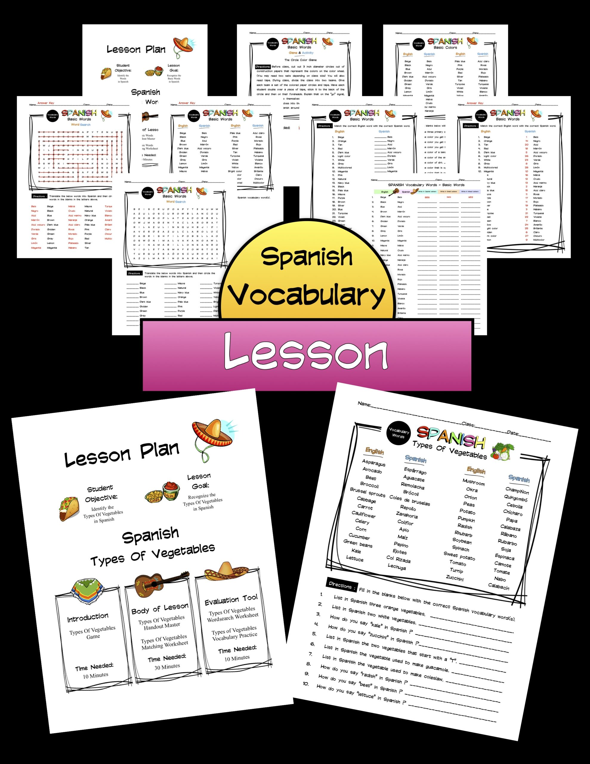 Spanish Vegetables Lesson Packet