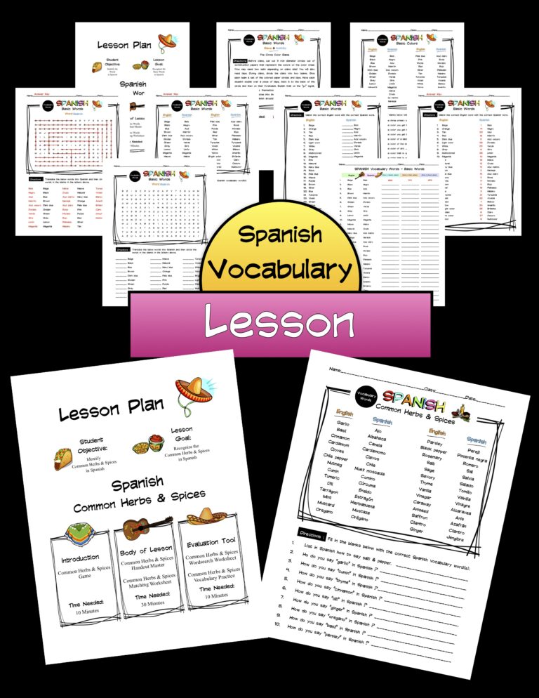 Spanish Herbs & Spices Lesson Packet Made By Teachers