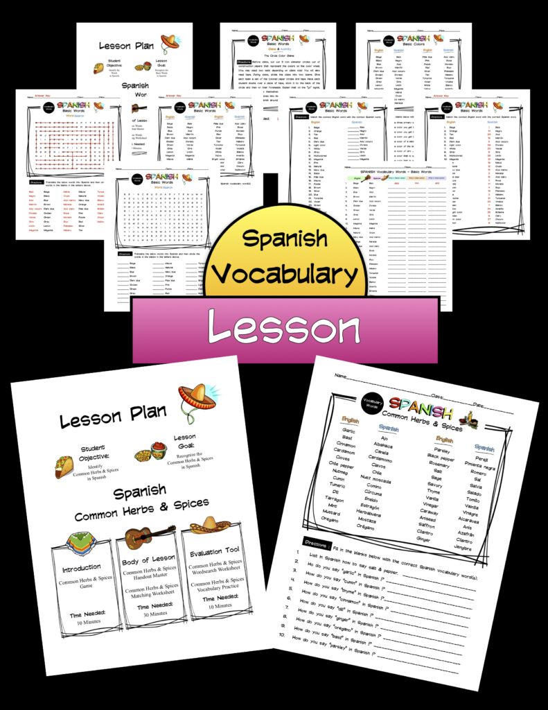 Spanish Herbs & Spices Lesson Packet Made By Teachers
