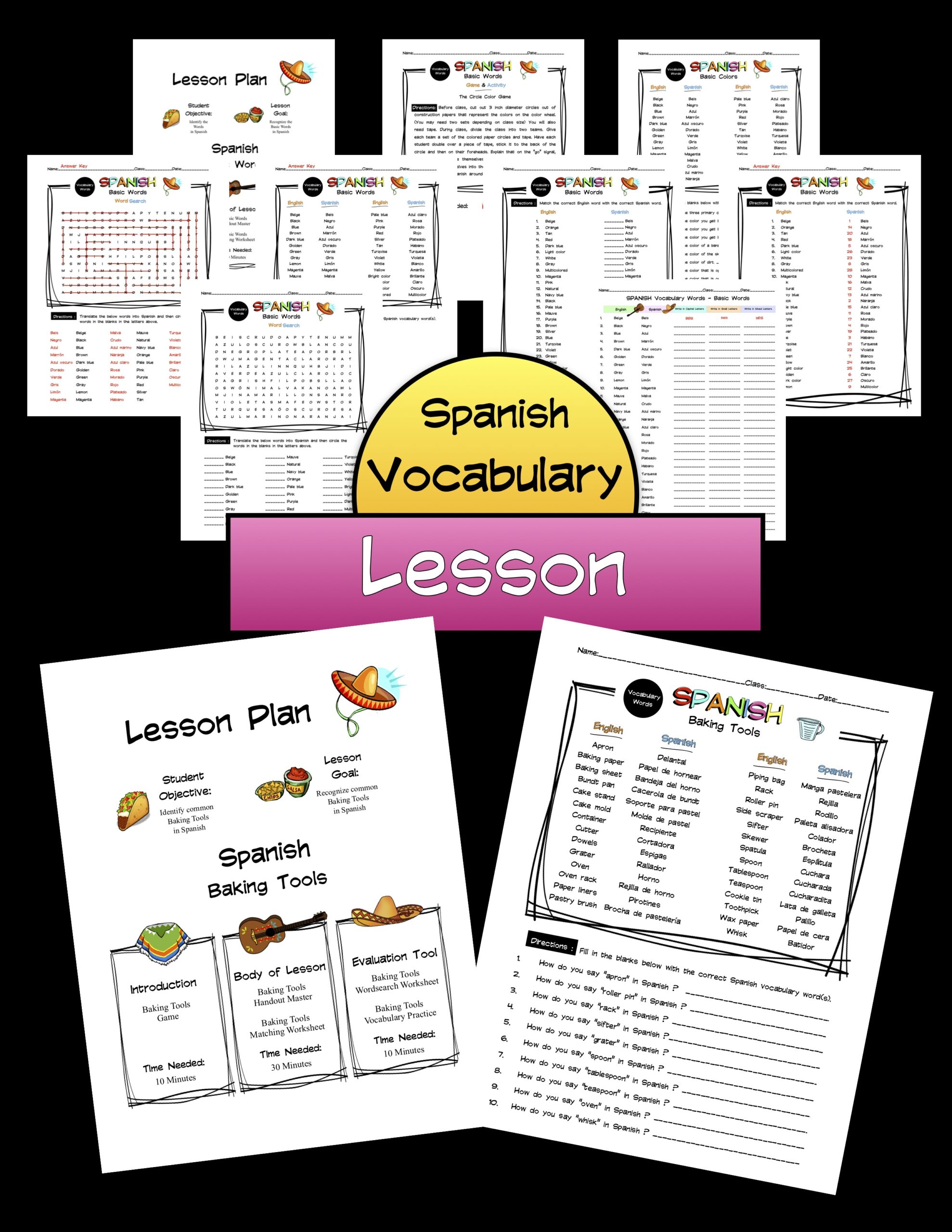 Spanish Baking Tools Lesson Packet