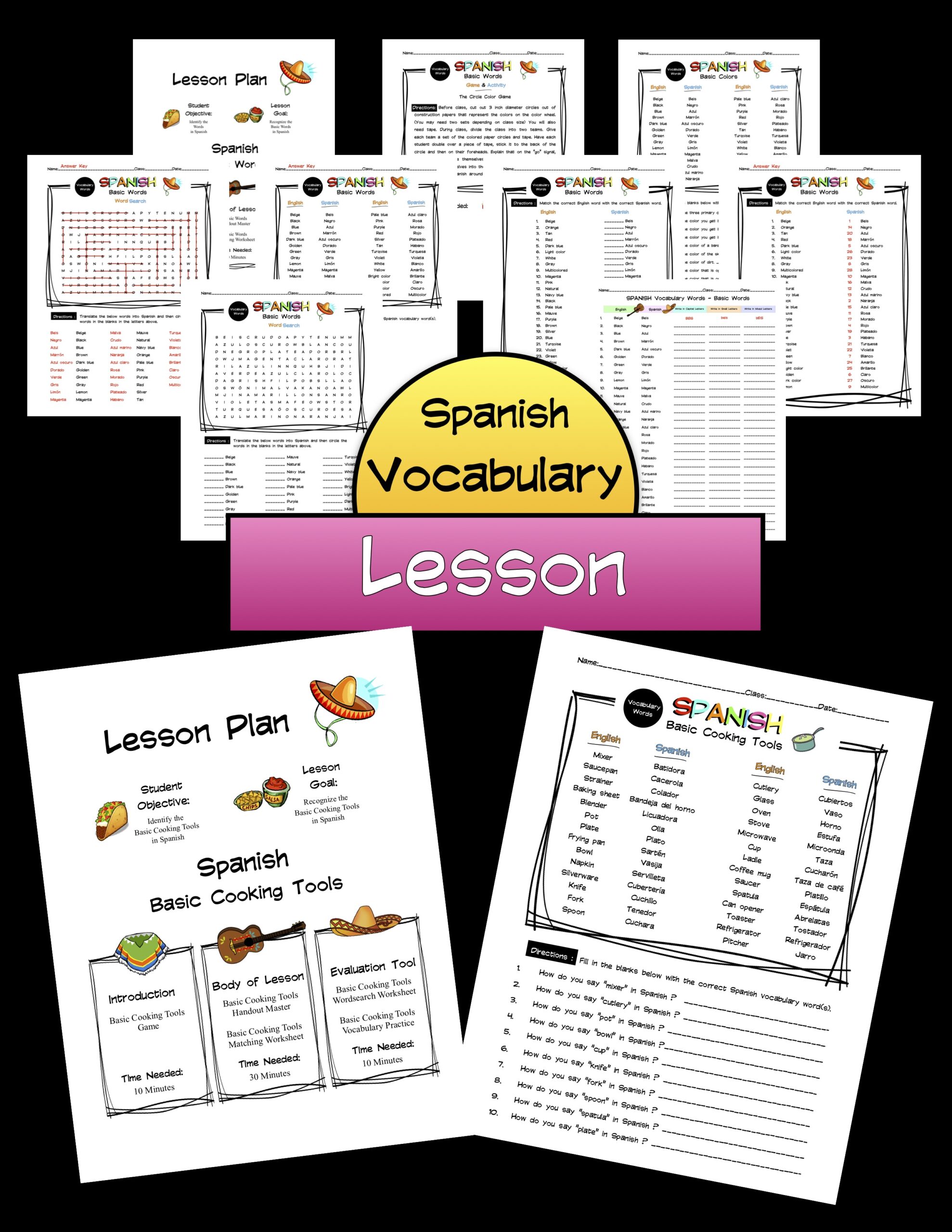 Spanish Cooking Tools Lesson Packet