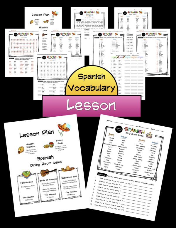 Spanish Dining Room Items Lesson Packet Made By Teachers
