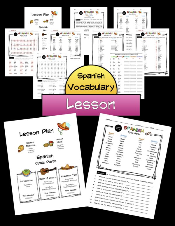 Spanish Cycle Parts Lesson Packet Made By Teachers