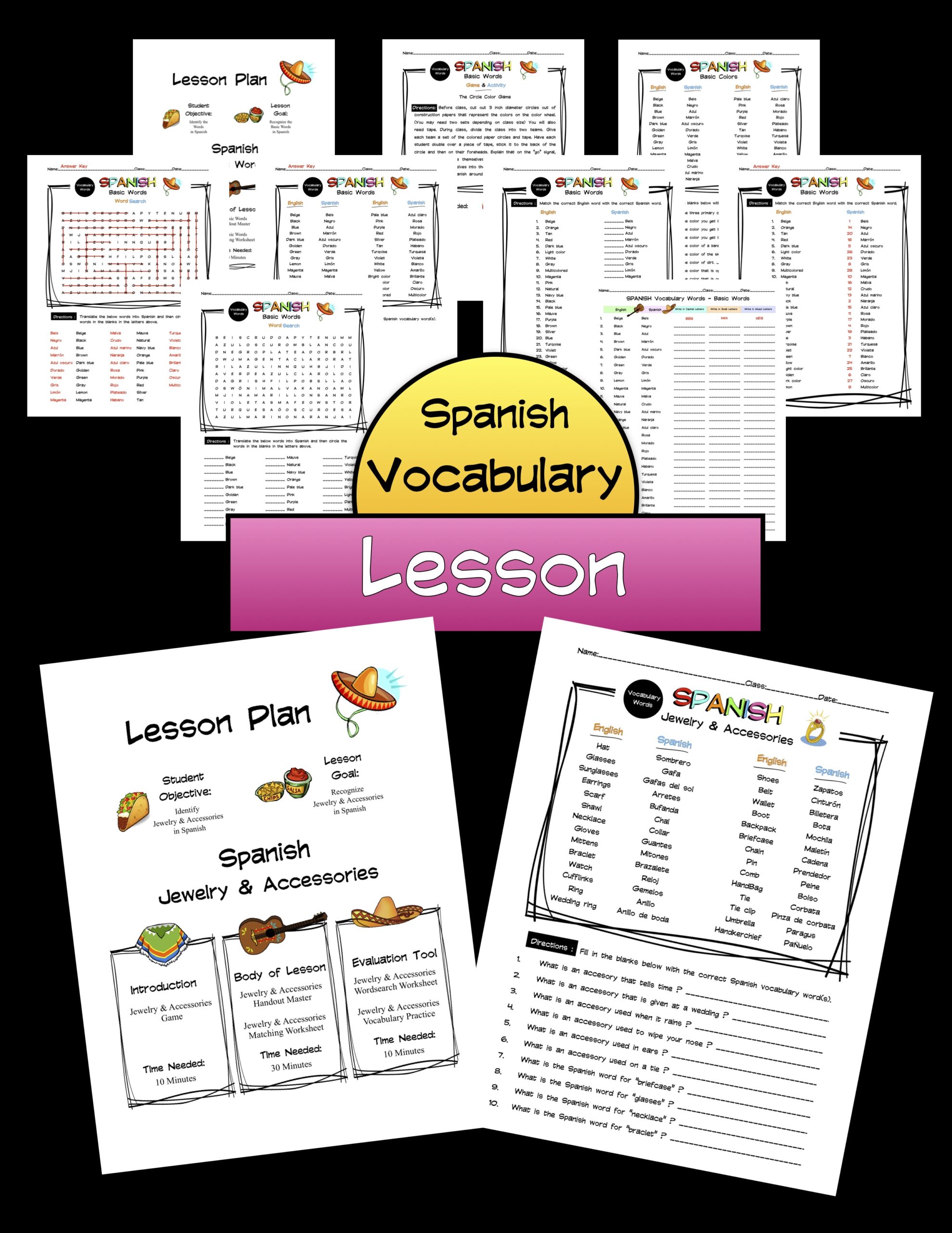 Spanish Jewelry & Accessories Lesson Packet