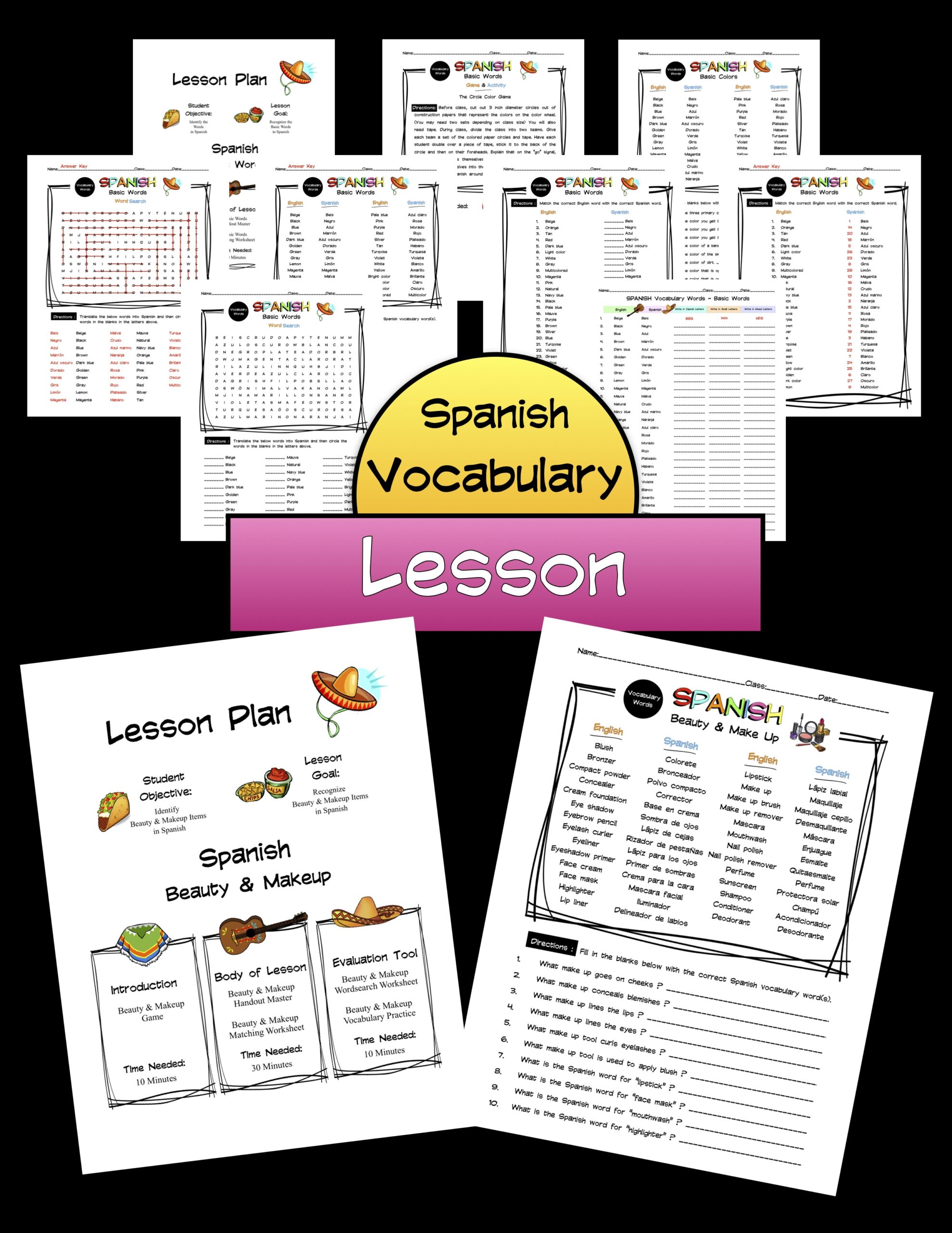 Spanish Beauty & Makeup Lesson Packet Made By Teachers