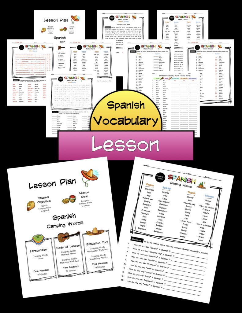 Spanish Camping Words Lesson Packet Made By Teachers