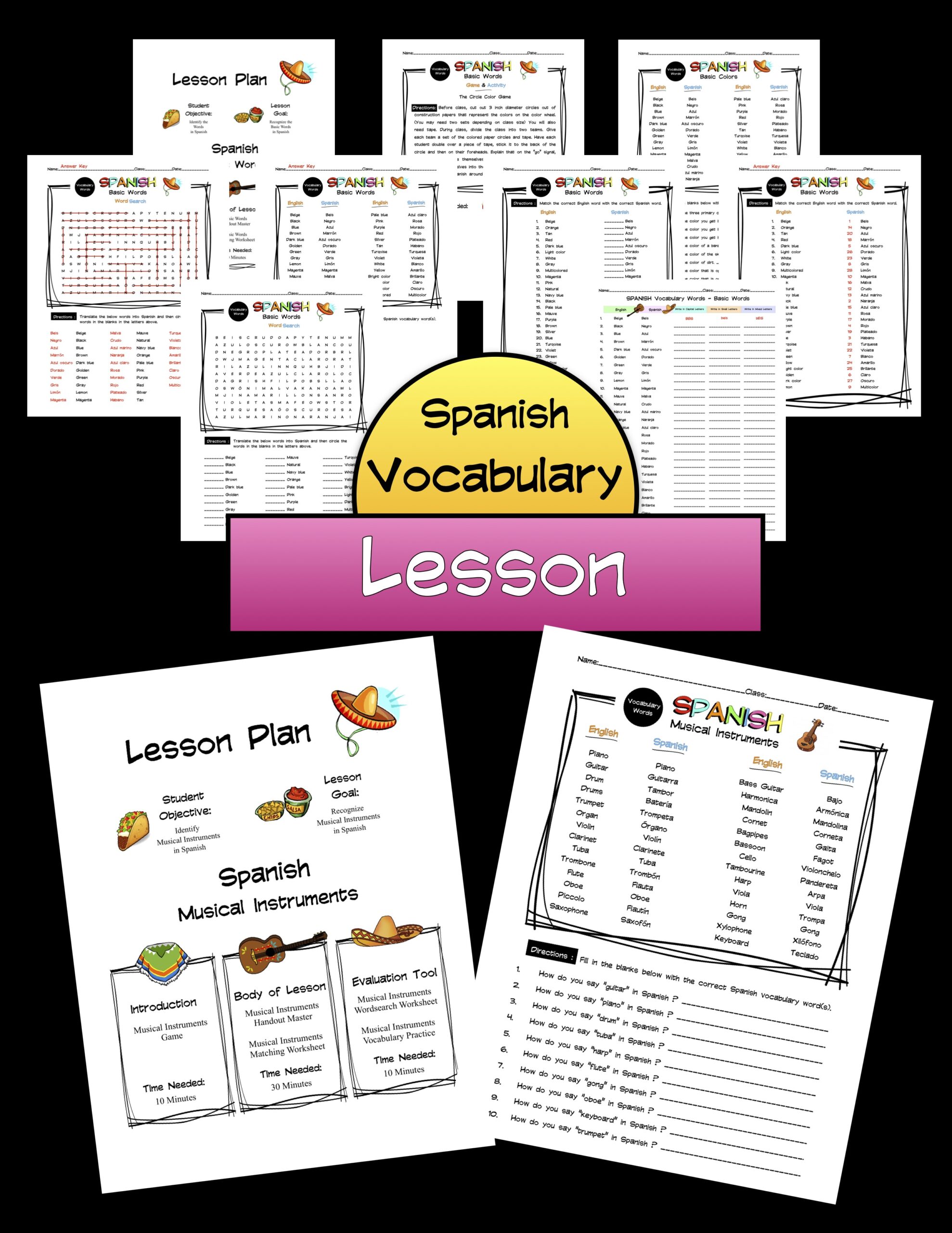 Spanish Musical Instruments Lesson Packets Made By Teachers