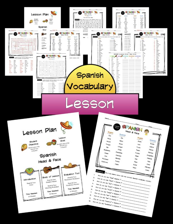 Spanish Head & Face Words Lesson Packet Made By Teachers