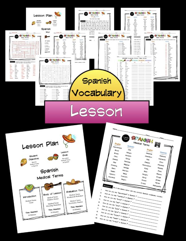 Spanish Medical Terms Lesson Packet Made By Teachers