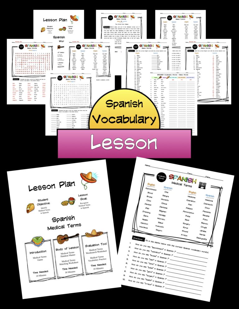 Spanish Medical Terms Lesson Packet Made By Teachers