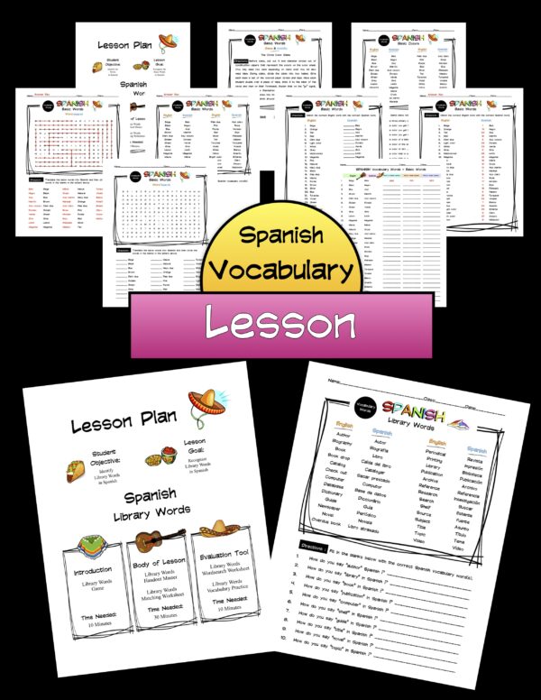 Spanish Library Words Lesson Packet Made By Teachers