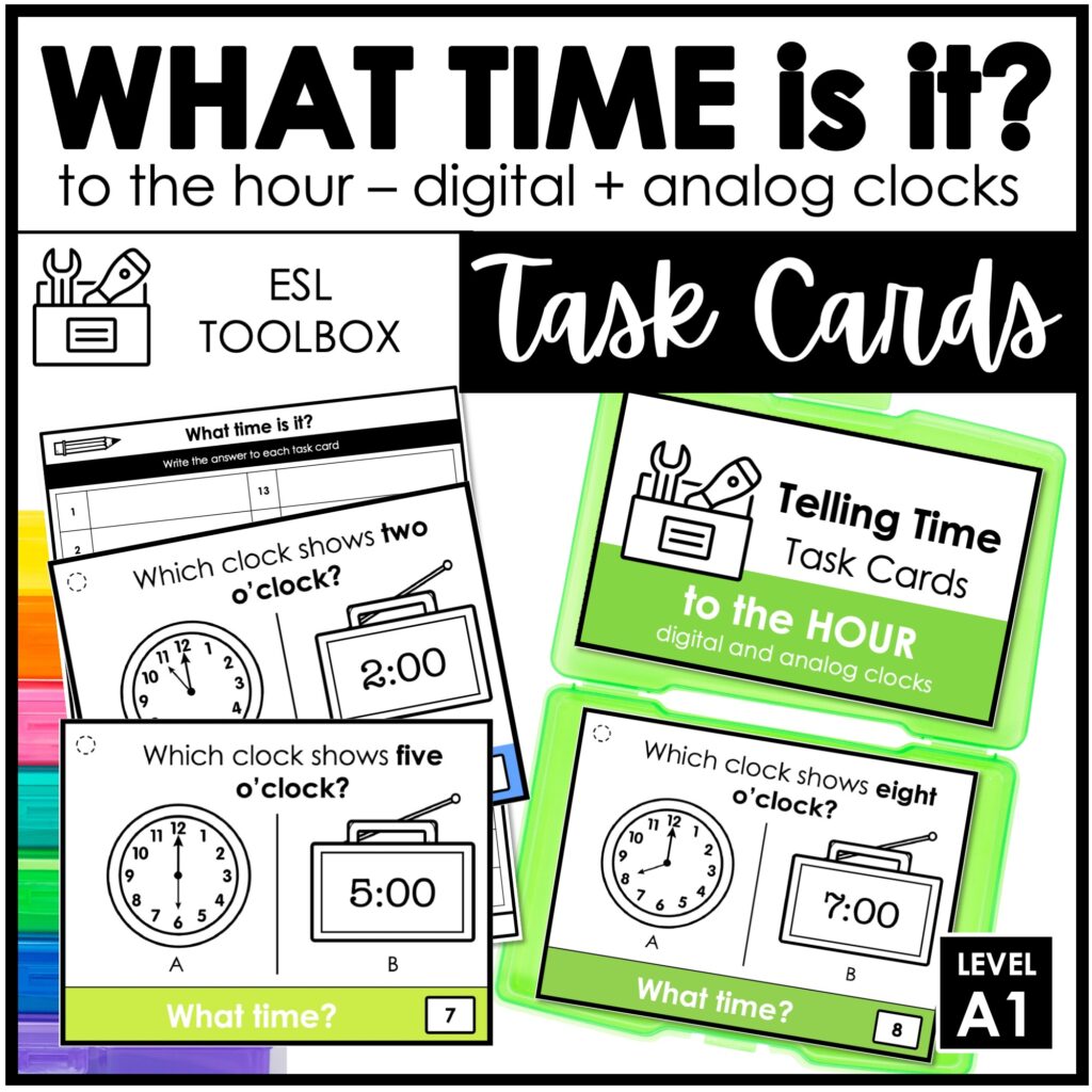 Telling Time Task Cards To the hour What time is it? Digital