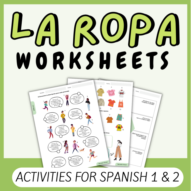 7 Worksheets for the Clothes Unit in Spanish Class - La Ropa - Made By ...
