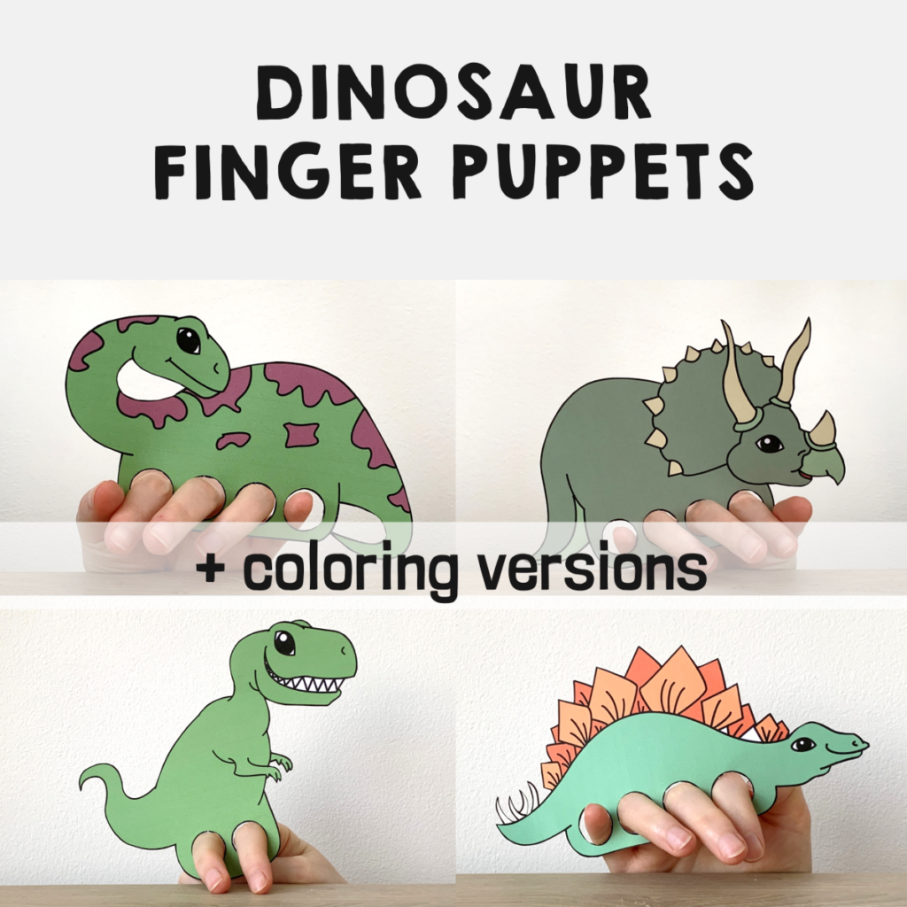 Dinosaur Finger Puppets Printable Dino Coloring Paper Craft Activity