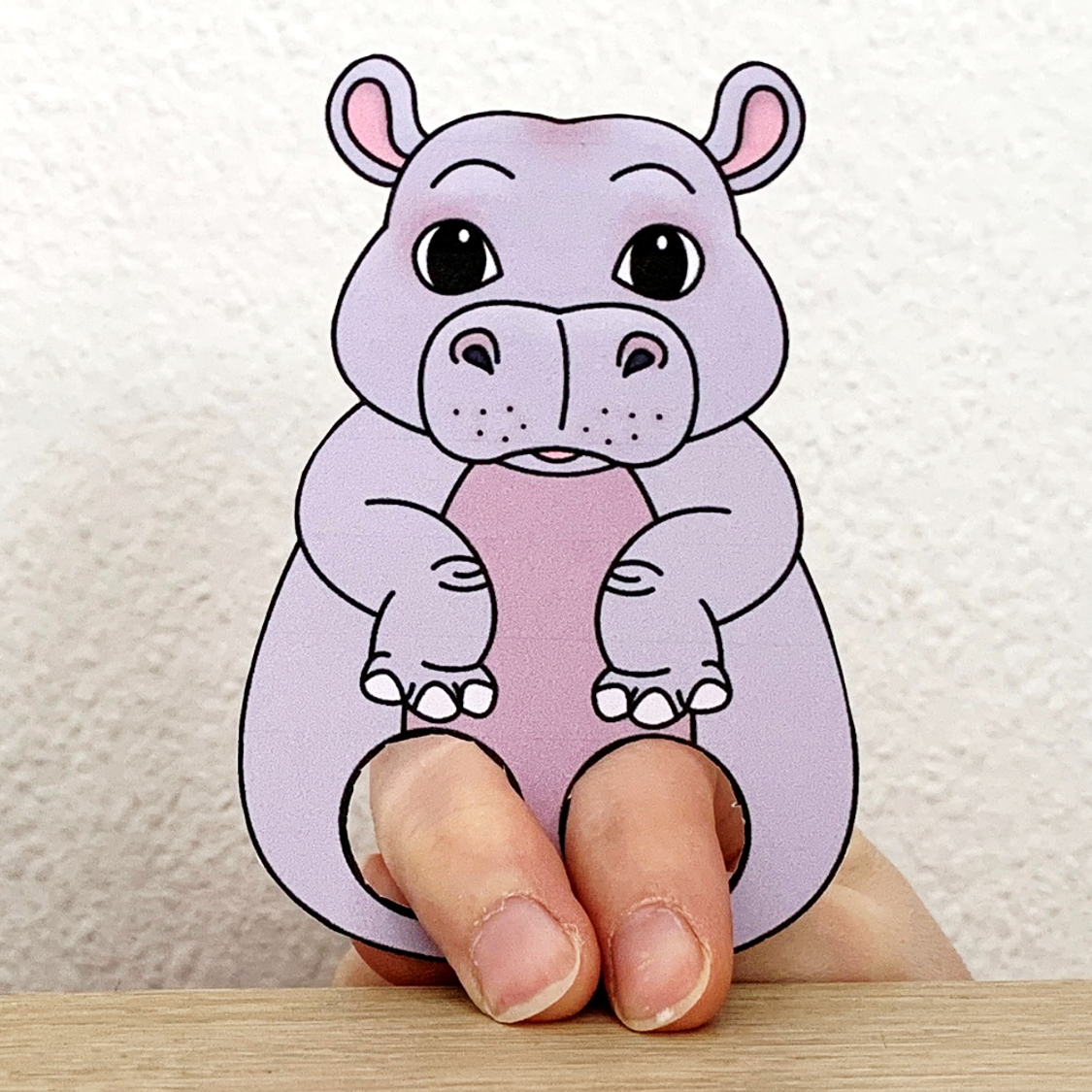 Hippo Finger Puppet Printable African Animal Coloring Paper Craft