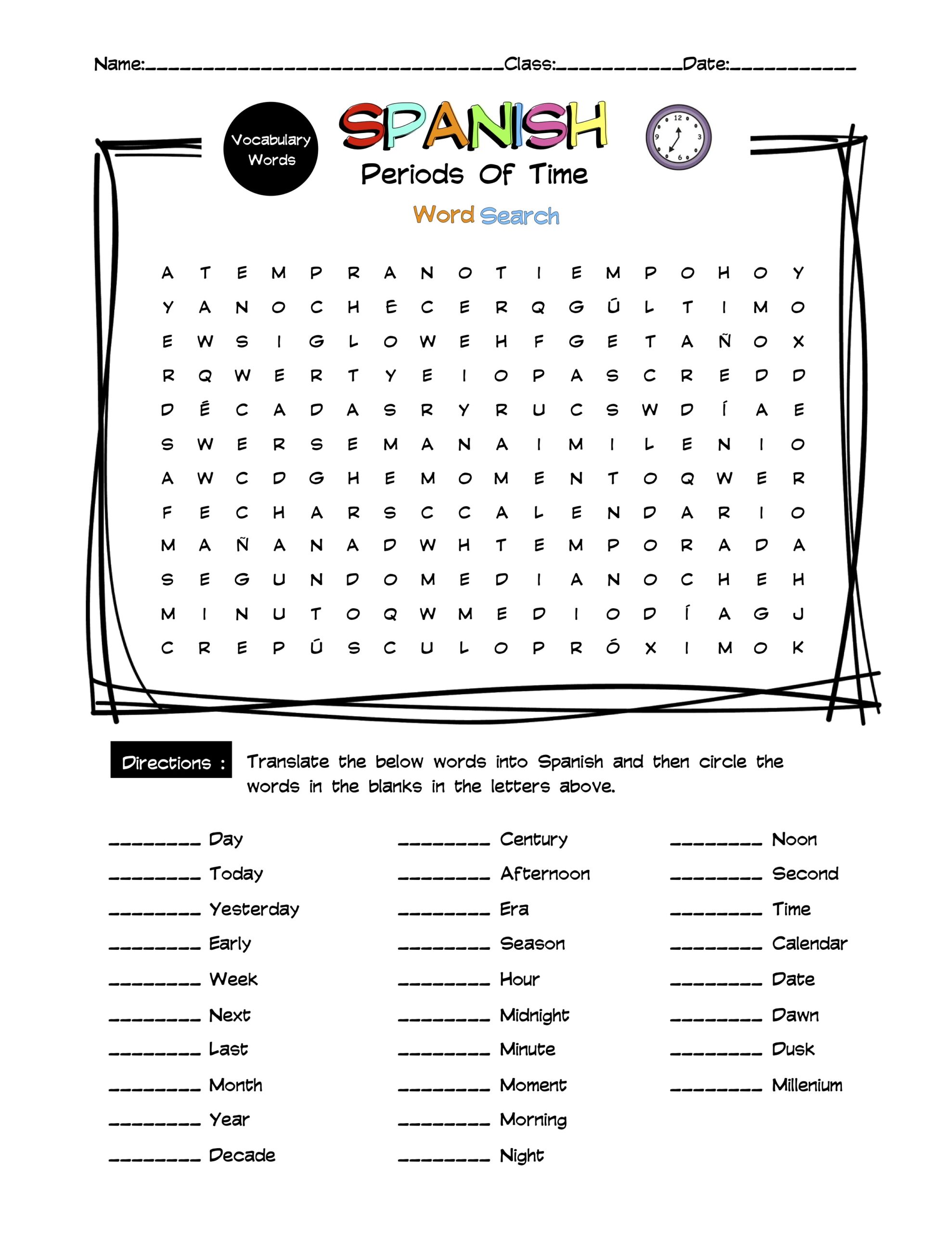 spanish-periods-of-time-vocabulary-word-search-answer-key-made-by