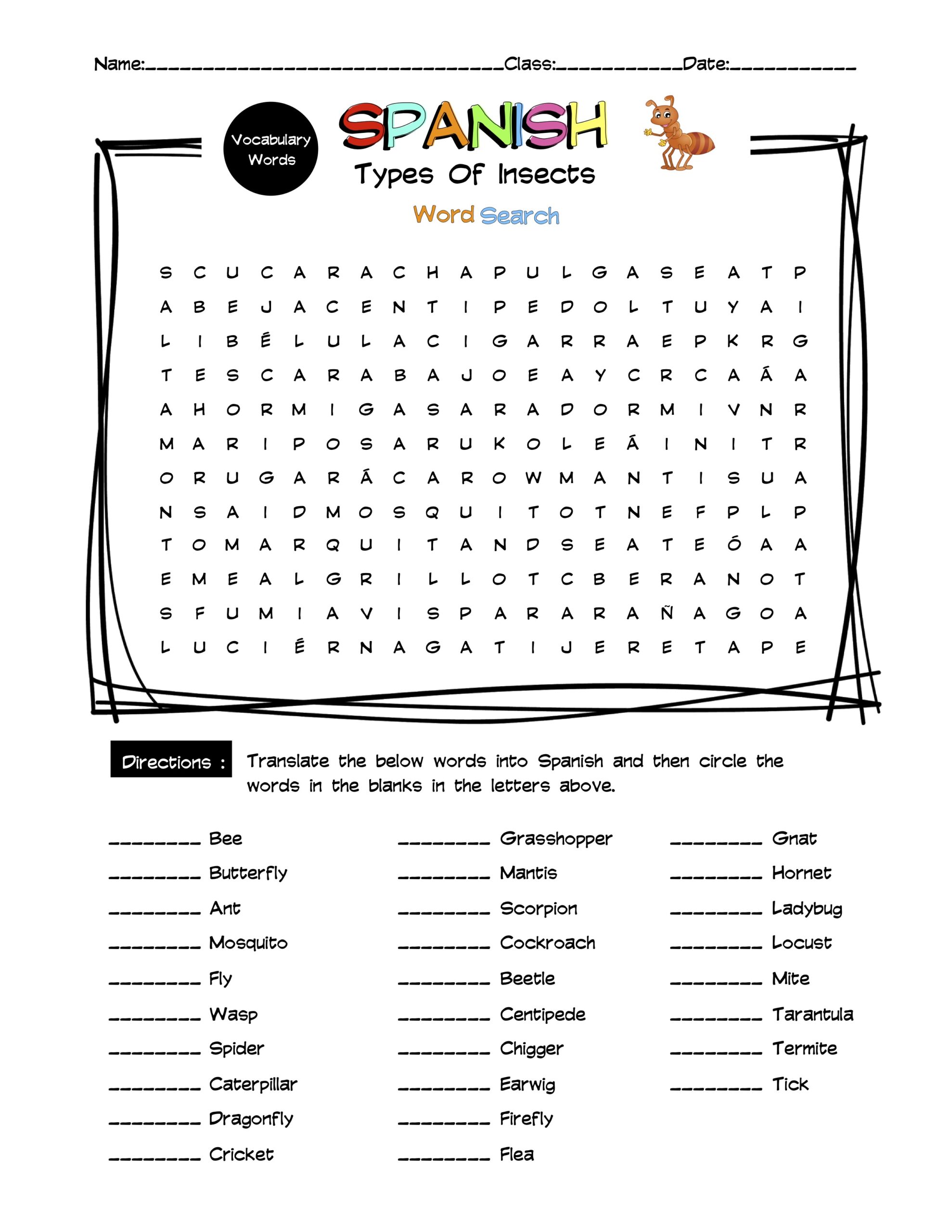 spanish-insects-vocabulary-word-search-answer-key-made-by-teachers