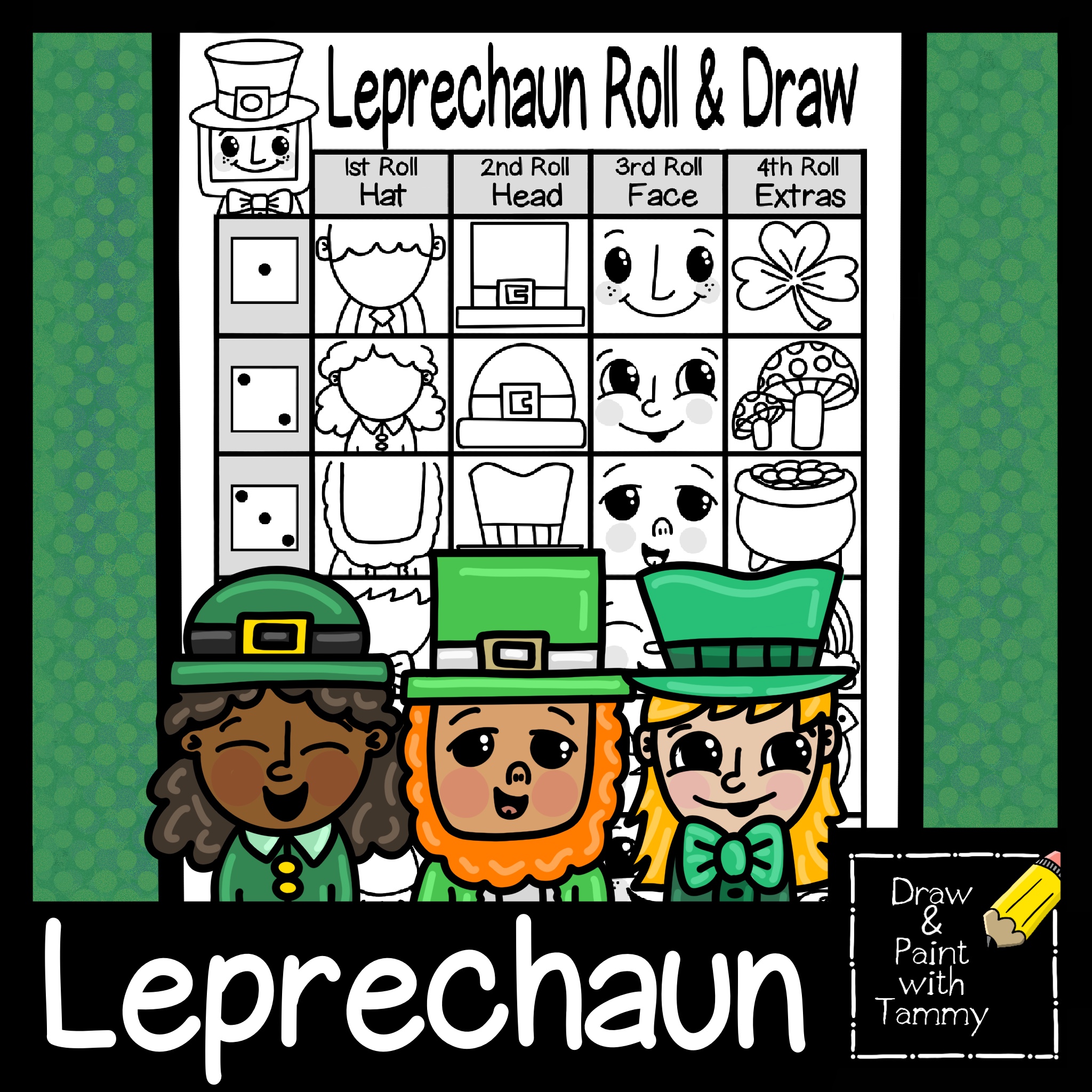 Roll A Leprechaun St. Patrick’s Day Roll and Draw Art Game Art Sub