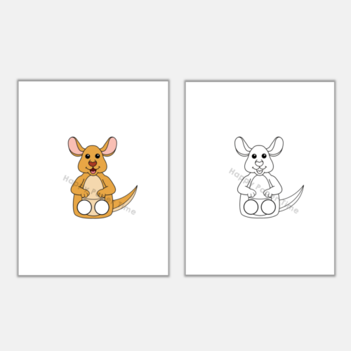 Kangaroo Finger Puppet Printable Australian Animal Coloring Paper Craft ...