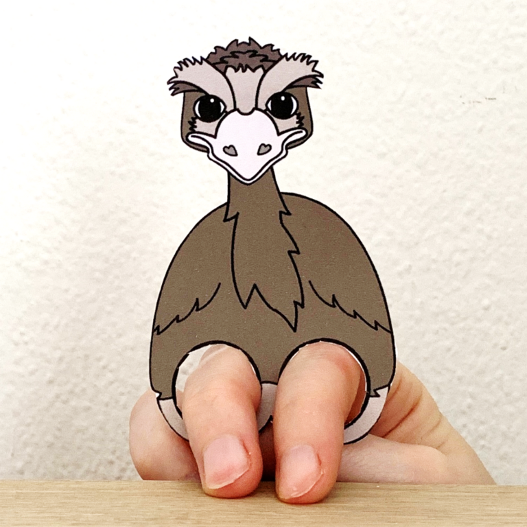 Emu Finger Puppet Printable Australian Animal Coloring Paper Craft